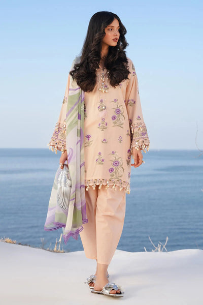 Muzlin Lawn By Sana Safinaz Stitched 3 Piece Embroidered Lawn Suit M241-010B-3Cj - Pink - Summer Collection