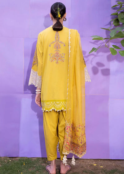 Muzlin By Sana Safinaz Stitched 3 Piece Embroidered Lawn Suit SS23MZ 18A - Yellow - Summer Collection