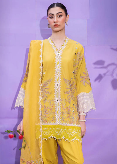 Muzlin By Sana Safinaz Stitched 3 Piece Embroidered Lawn Suit SS23MZ 18A - Yellow - Summer Collection