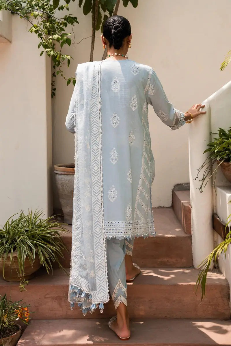 Muzlin By Sana Safinaz Stitched 3 Piece Embroidered Lawn Suit SS23MZ 7A - Grey - Summer Collection