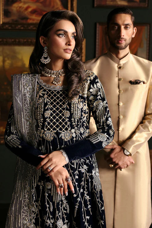 Niloufer By Mushq Unstitched 3 Piece Embroidered Velvet Suit MQ23N MV23-03 Yasmin - Luxury Collection