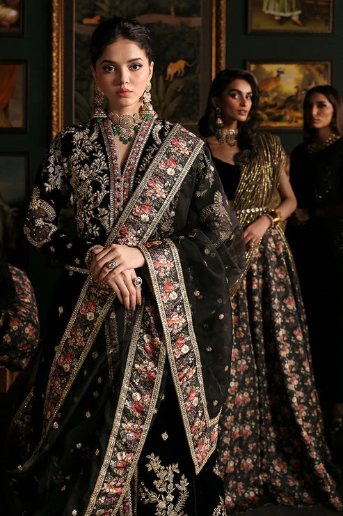 Niloufer By Mushq Unstitched 3 Piece Embroidered Velvet Suit MQ23N MV23-05 Pari - Luxury Collection