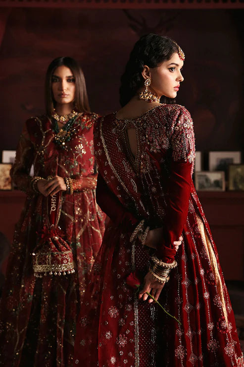 Niloufer By Mushq Unstitched 3 Piece Embroidered Velvet Suit MQ23N MV23-08 Farah - Luxury Collection