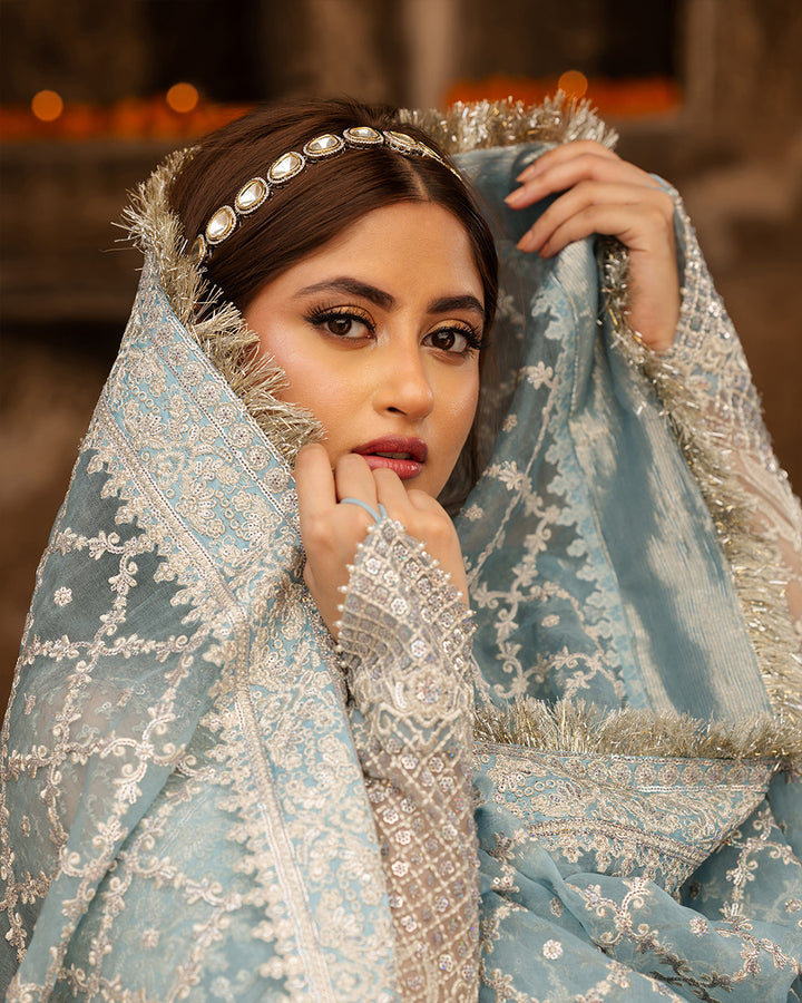 Nira by Faiza Saqlain Unstitched 3 Piece Embroidered Net Suit NFQ23 NFQ-Hana - Luxury Wedding Collection