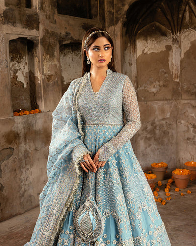 Nira by Faiza Saqlain Unstitched 3 Piece Embroidered Net Suit NFQ23 NFQ-Hana - Luxury Wedding Collection