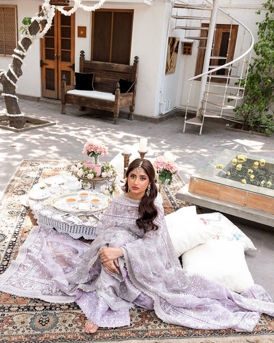 Nira by Faiza Saqlain Unstitched 3 Piece Embroidered Net Suit NFQ23 NFQ-Liyan - Luxury Wedding Collection