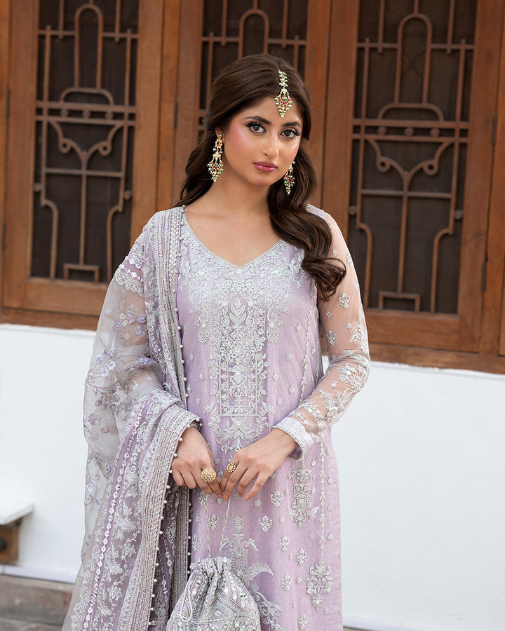 Nira by Faiza Saqlain Unstitched 3 Piece Embroidered Net Suit NFQ23 NFQ-Liyan - Luxury Wedding Collection