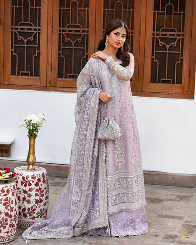 Nira by Faiza Saqlain Unstitched 3 Piece Embroidered Net Suit NFQ23 NFQ-Liyan - Luxury Wedding Collection