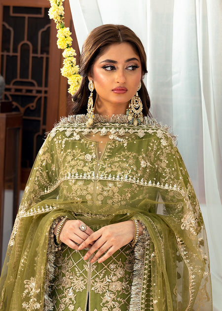 Nira by Faiza Saqlain Unstitched 3 Piece Embroidered Net Suit NFQ23 NFQ-Rozhin - Luxury Wedding Collection