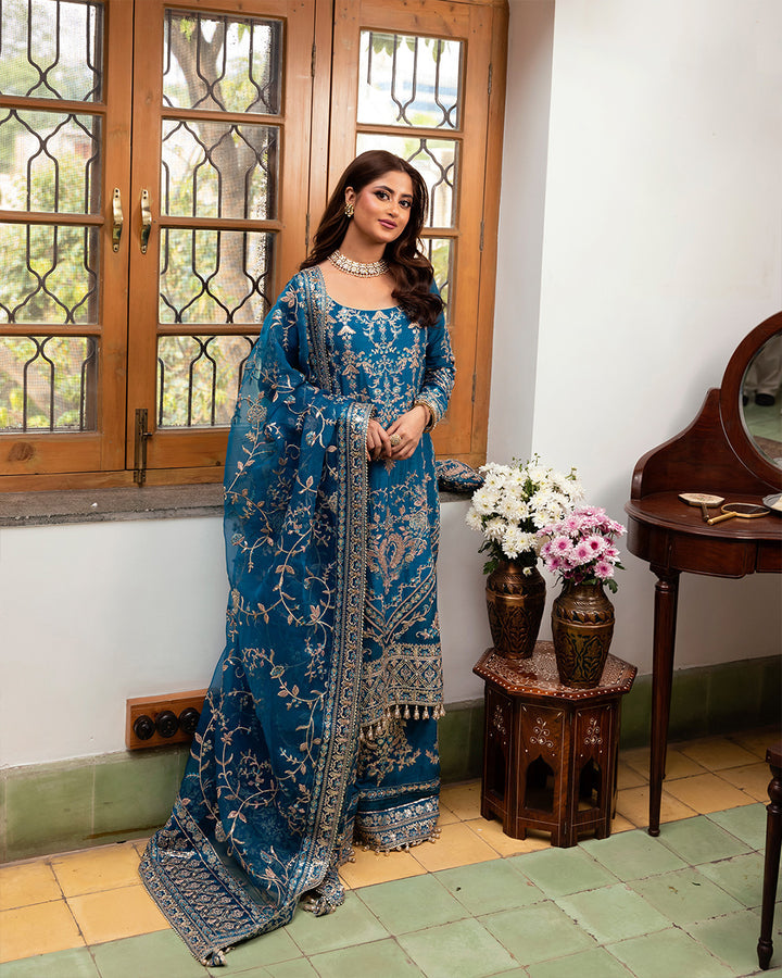 Nira by Faiza Saqlain Unstitched 3 Piece Embroidered Silk Suit NFQ23 NFQ-Ariya - Luxury Wedding Collection