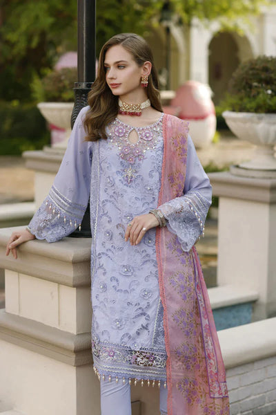 Noor By Saadia Asad Stitched 3 Piece Embroidered Lawn Suit - D2-Iris - Summer Collection D & M COLLECTION AND NIZAMI JEWELRY