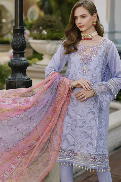 Noor By Saadia Asad Stitched 3 Piece Embroidered Lawn Suit - D2-Iris - Summer Collection D & M COLLECTION AND NIZAMI JEWELRY