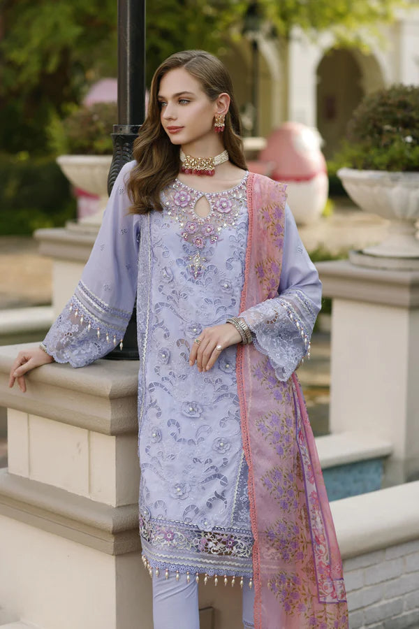 Noor By Saadia Asad Unstitched 3 Piece Embroidered Lawn Suit - D2-Iris - Summer Eid Collection D & M COLLECTION AND NIZAMI JEWELRY