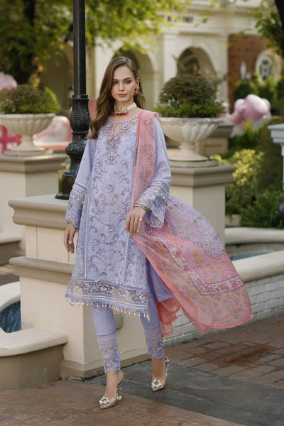 Noor By Saadia Asad Unstitched 3 Piece Embroidered Lawn Suit - D2-Iris - Summer Eid Collection D & M COLLECTION AND NIZAMI JEWELRY