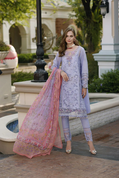 Noor By Saadia Asad Unstitched 3 Piece Embroidered Lawn Suit - D2-Iris - Summer Eid Collection D & M COLLECTION AND NIZAMI JEWELRY