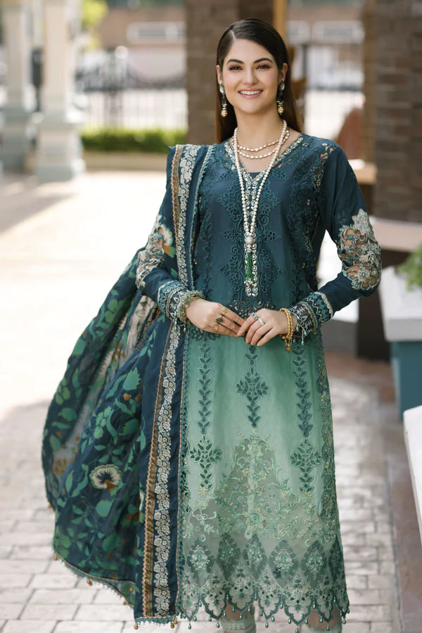 Noor By Saadia Asad Unstitched 3 Piece Embroidered Lawn Suit - D3-Zalia - Summer Eid Collection D & M COLLECTION AND NIZAMI JEWELRY