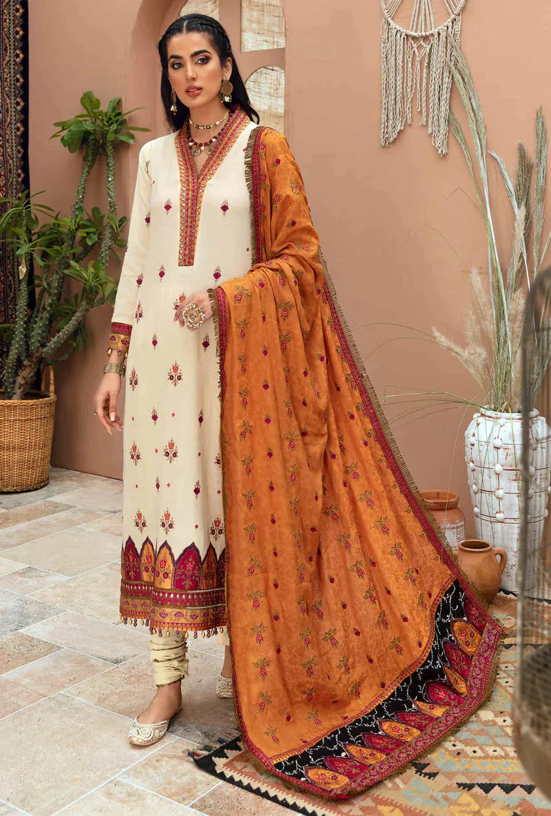 Noor by Saadia Asad Stitched 3 Piece Embroidered Karandi Suit SA21NS D-06 - Winter Collection