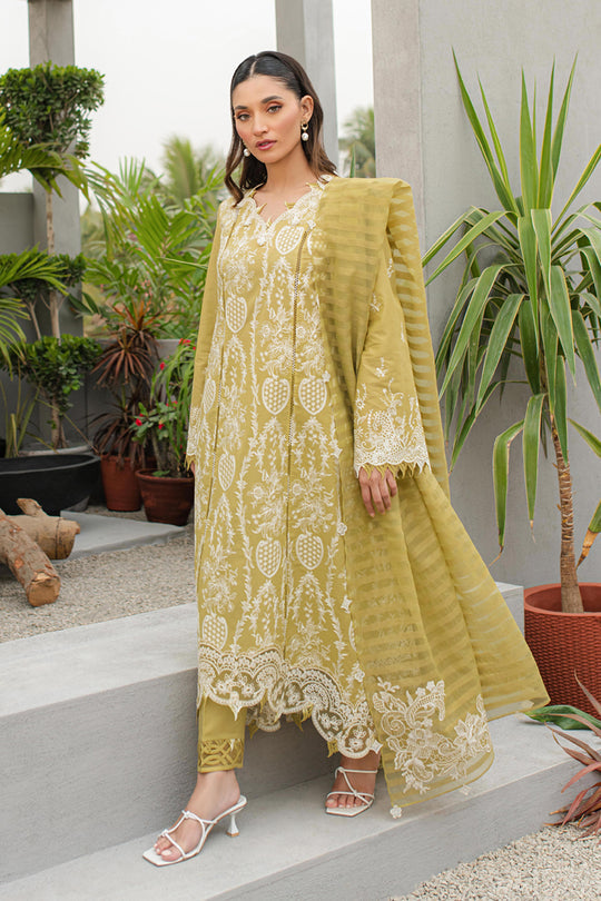 Qline by Qalamkar Stitched 3 Piece Embroidered Lawn Suit QLM24Q JK-02 MELIS - Summer Collection