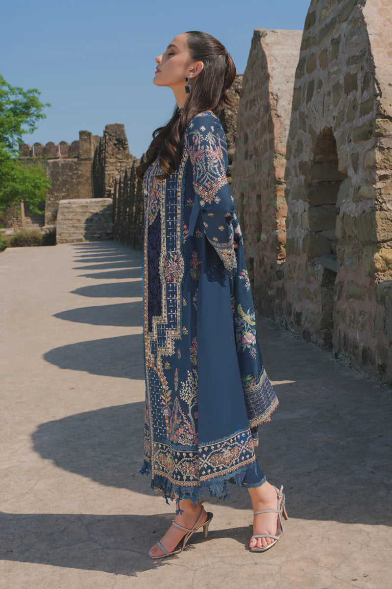 Qalamkar Unstitched 3 Piece Embroidered Lawn Suit BE-01 Natalia - Eid Collection D & M COLLECTION AND NIZAMI JEWELRY