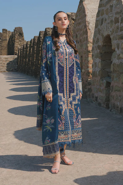 Qalamkar Unstitched 3 Piece Embroidered Lawn Suit BE-01 Natalia - Eid Collection D & M COLLECTION AND NIZAMI JEWELRY