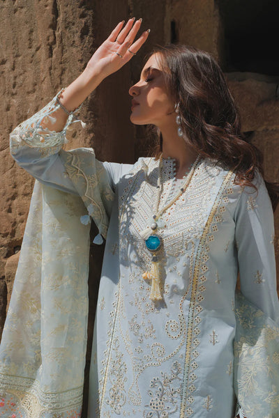 Qalamkar Unstitched 3 Piece Embroidered Lawn Suit BE-02 Mina - Eid Collection D & M COLLECTION AND NIZAMI JEWELRY