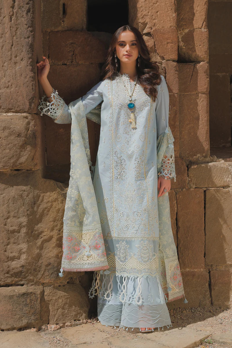 Qalamkar Unstitched 3 Piece Embroidered Lawn Suit BE-02 Mina - Eid Collection D & M COLLECTION AND NIZAMI JEWELRY