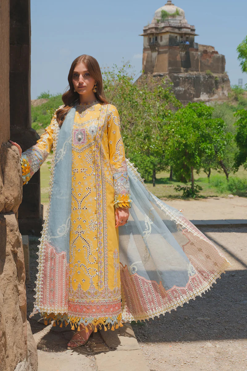 Qalamkar Unstitched 3 Piece Embroidered Lawn Suit BE-05 Asra - Eid Collection D & M COLLECTION AND NIZAMI JEWELRY