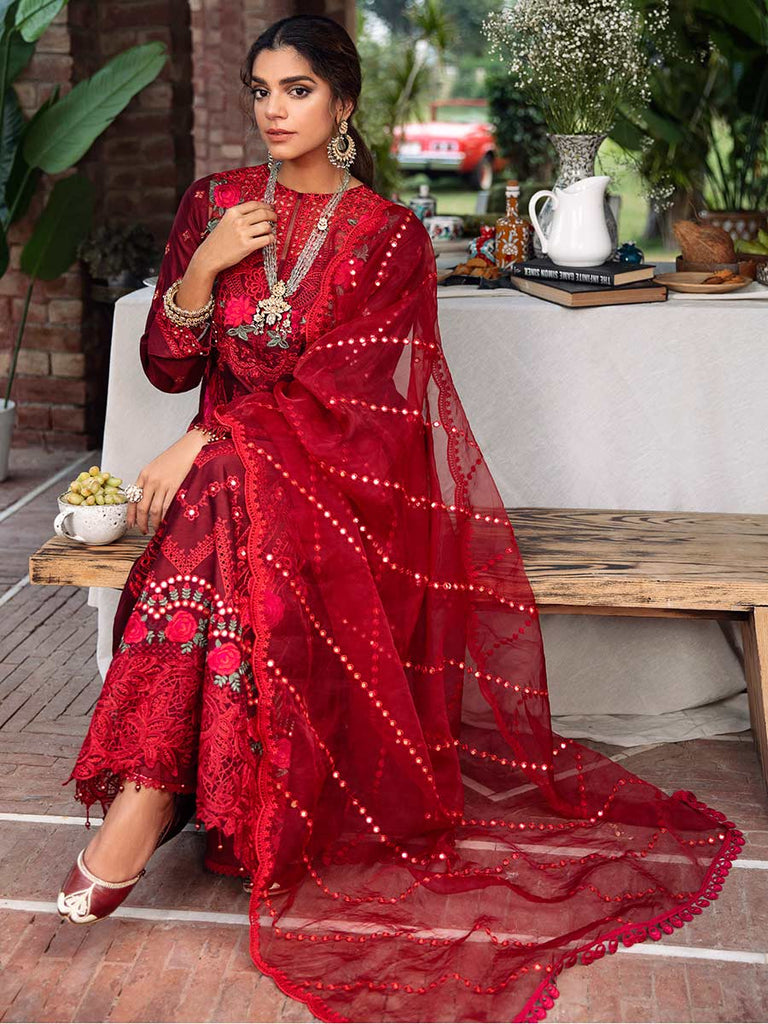 RajBari Unstitched 3 Piece Embroidered Cotton Silk Suit RB22 5A - Luxury Collection