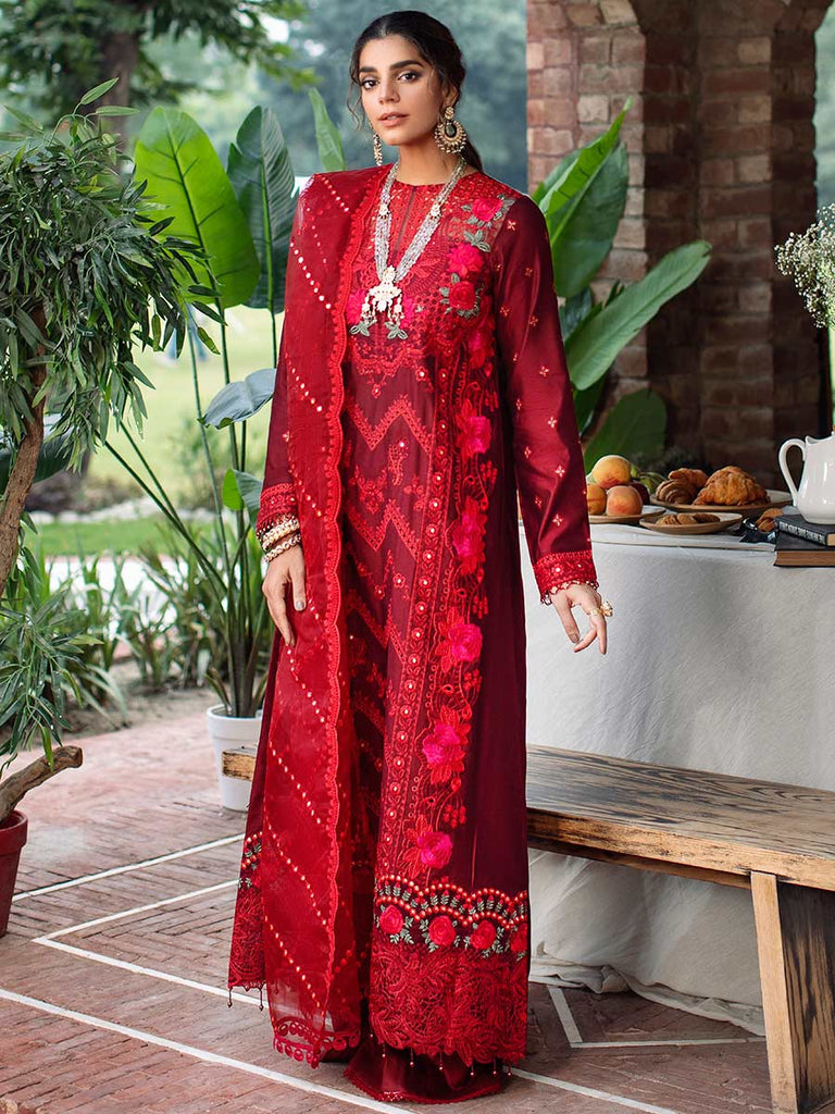 RajBari Unstitched 3 Piece Embroidered Cotton Silk Suit RB22 5A - Luxury Collection