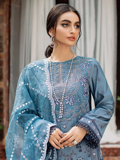 RajBari Unstitched 3 Piece Embroidered Cotton Silk Suit RB22 5B - Luxury Collection