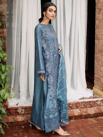 RajBari Unstitched 3 Piece Embroidered Cotton Silk Suit RB22 5B - Luxury Collection