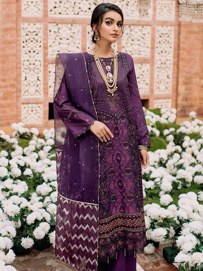 RajBari Unstitched 3 Piece Embroidered Cotton Silk Suit RB22 6A - Luxury Collection