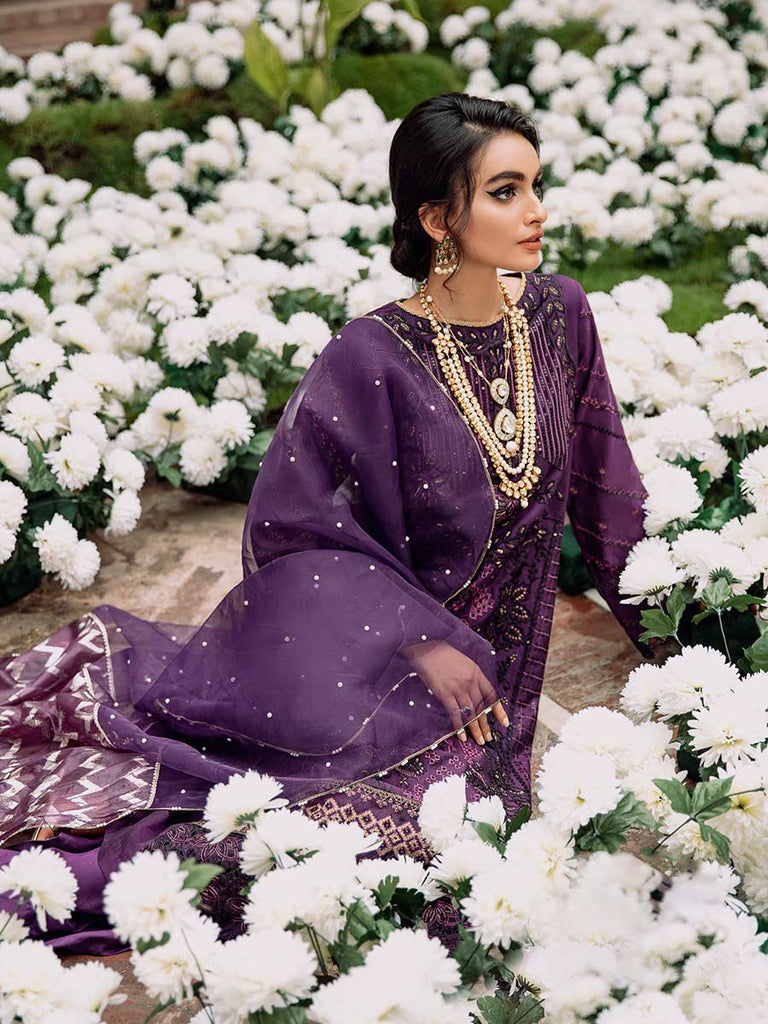 RajBari Unstitched 3 Piece Embroidered Cotton Silk Suit RB22 6A - Luxury Collection