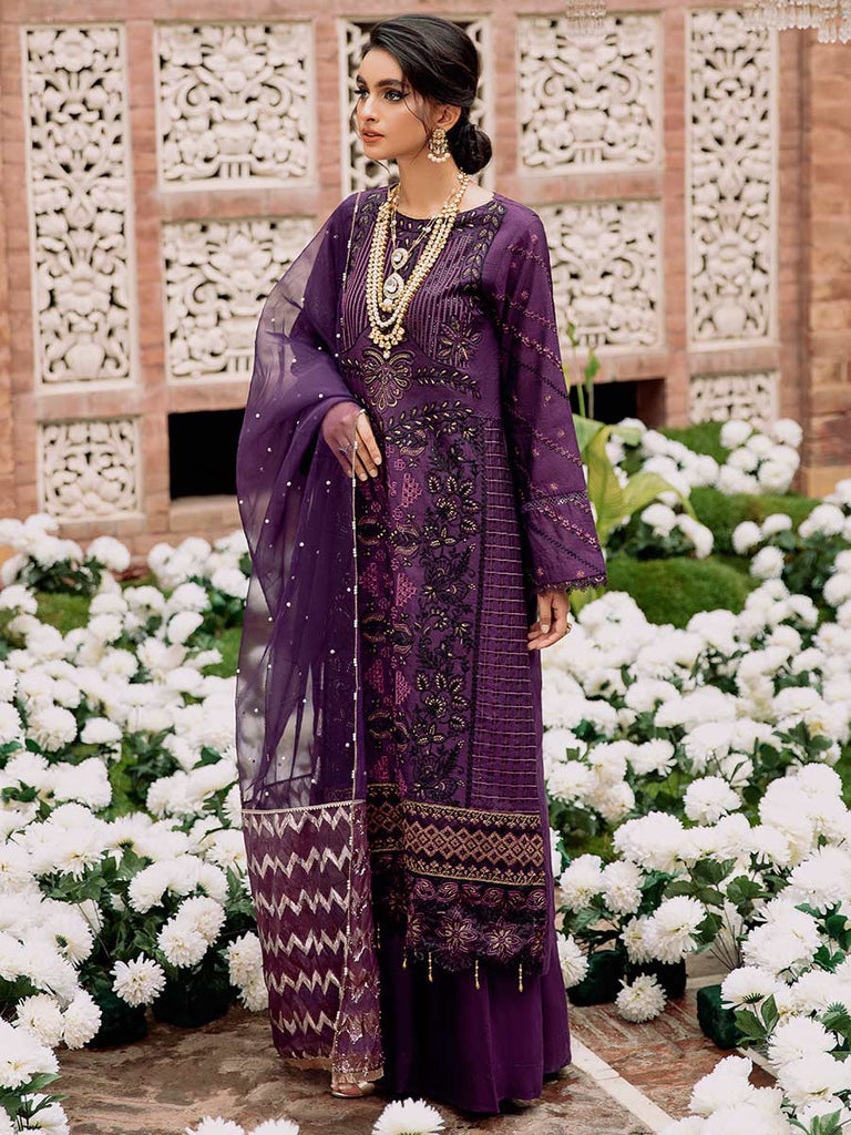 RajBari Unstitched 3 Piece Embroidered Cotton Silk Suit RB22 6A - Luxury Collection