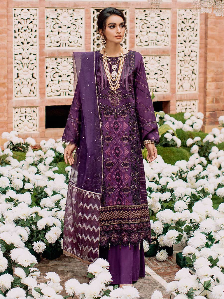 RajBari Unstitched 3 Piece Embroidered Cotton Silk Suit RB22 6A - Luxury Collection