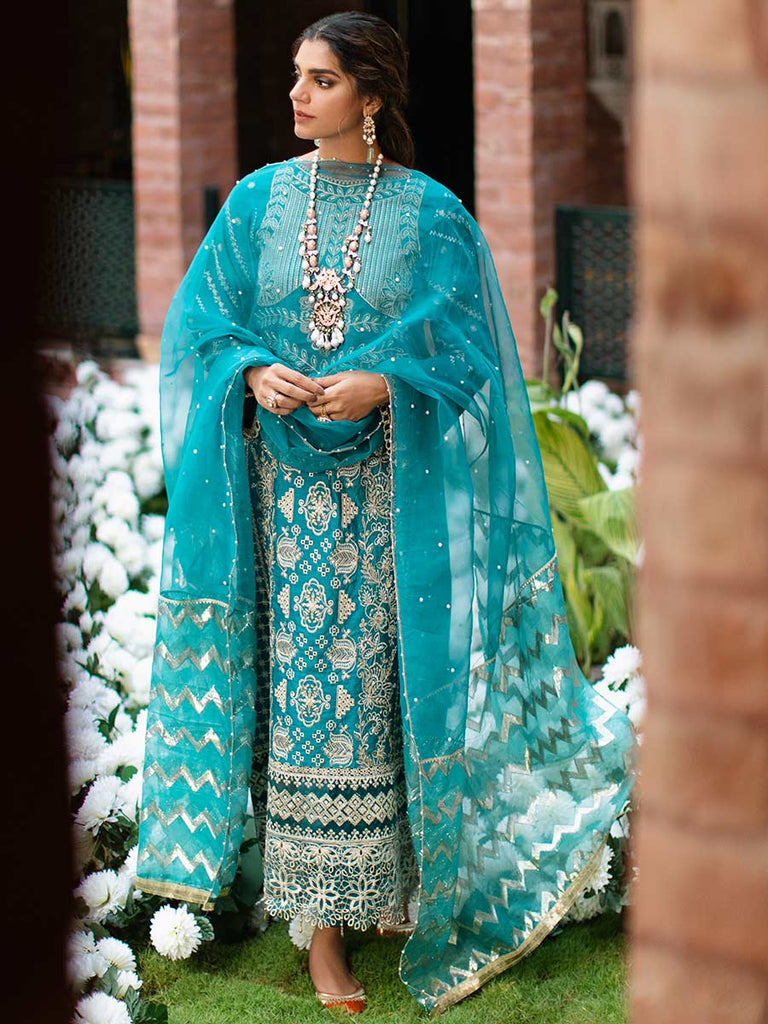 RajBari Unstitched 3 Piece Embroidered Cotton Silk Suit RB22 6B - Luxury Collection