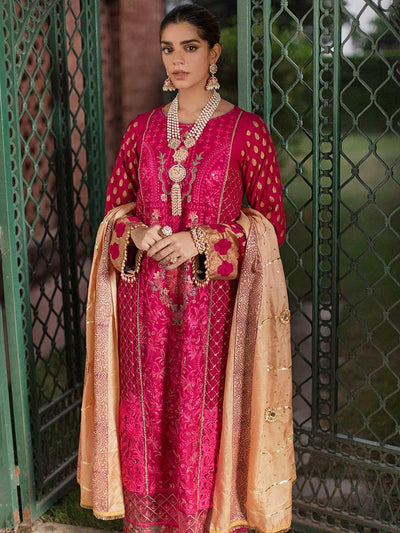 RajBari Unstitched 3 Piece Embroidered Viscose Silk Suit RB22 2A - Luxury Collection