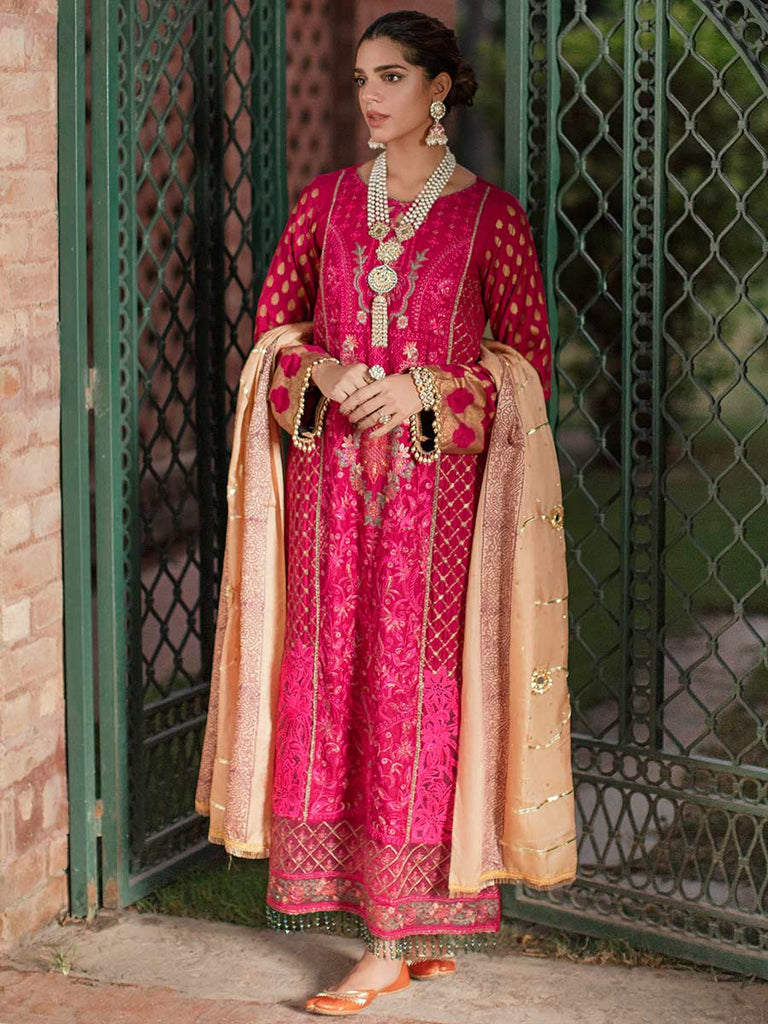 RajBari Unstitched 3 Piece Embroidered Viscose Silk Suit RB22 2A - Luxury Collection