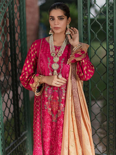 RajBari Unstitched 3 Piece Embroidered Viscose Silk Suit RB22 2A - Luxury Collection