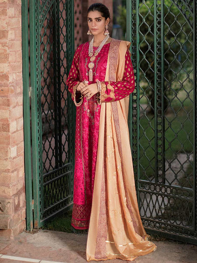 RajBari Unstitched 3 Piece Embroidered Viscose Silk Suit RB22 2A - Luxury Collection