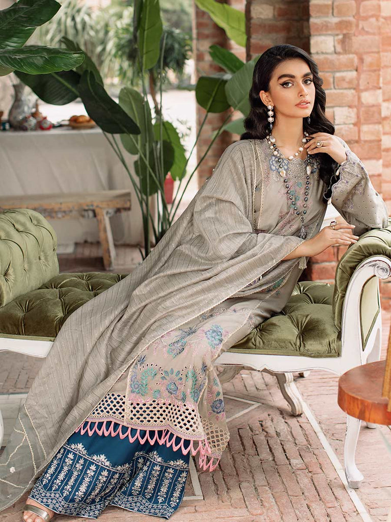 RajBari Unstitched 3 Piece Embroidered Viscose Silk Suit RB22 3B - Luxury Collection