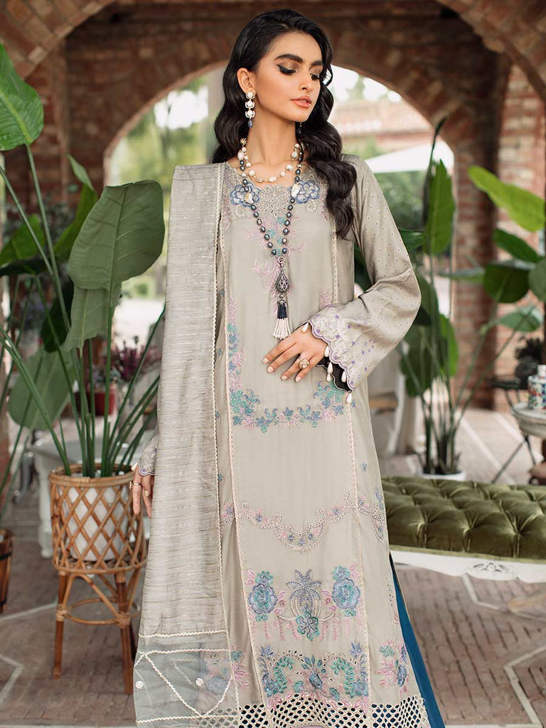 RajBari Unstitched 3 Piece Embroidered Viscose Silk Suit RB22 3B - Luxury Collection