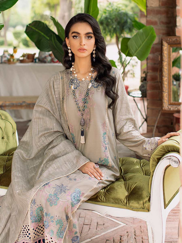 RajBari Unstitched 3 Piece Embroidered Viscose Silk Suit RB22 3B - Luxury Collection