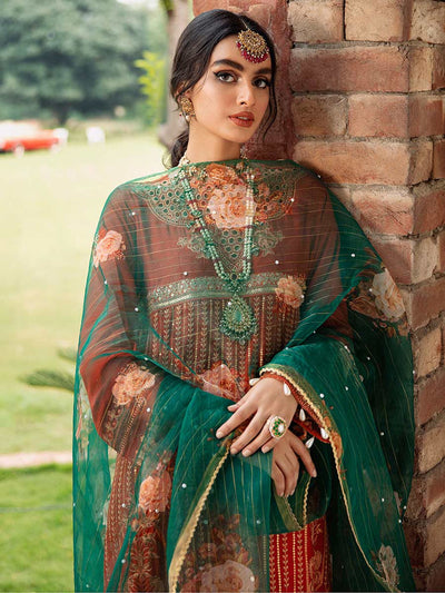 RajBari Unstitched 3 Piece Embroidered Viscose Silk Suit RB22 4A - Luxury Collection