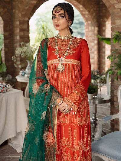 RajBari Unstitched 3 Piece Embroidered Viscose Silk Suit RB22 4A - Luxury Collection