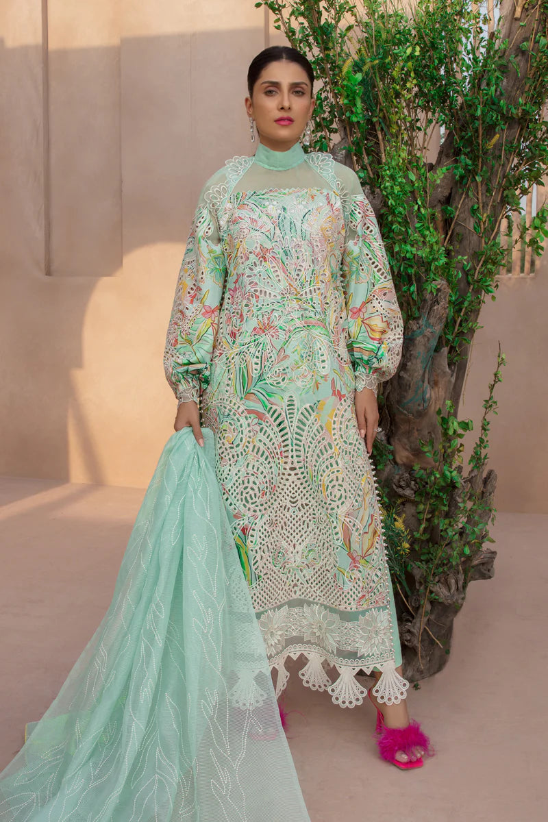 Rang Rasiya Premium Unstitched 3 Piece Embroidered Lawn Suit D-01 MOONSTONE - Luxury Summer Collection D & M COLLECTION AND NIZAMI JEWELRY