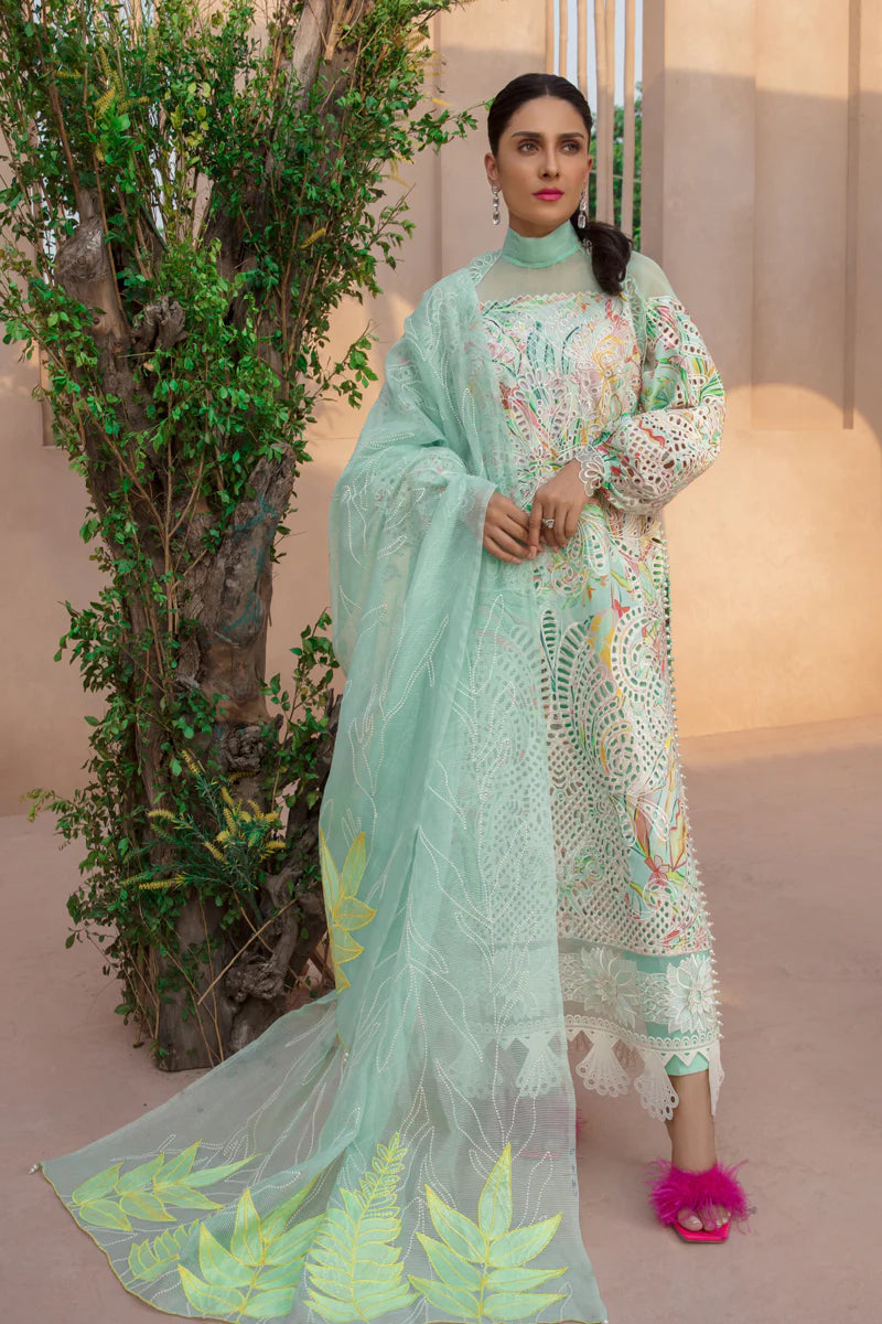 Rang Rasiya Premium Unstitched 3 Piece Embroidered Lawn Suit D-01 MOONSTONE - Luxury Summer Collection D & M COLLECTION AND NIZAMI JEWELRY