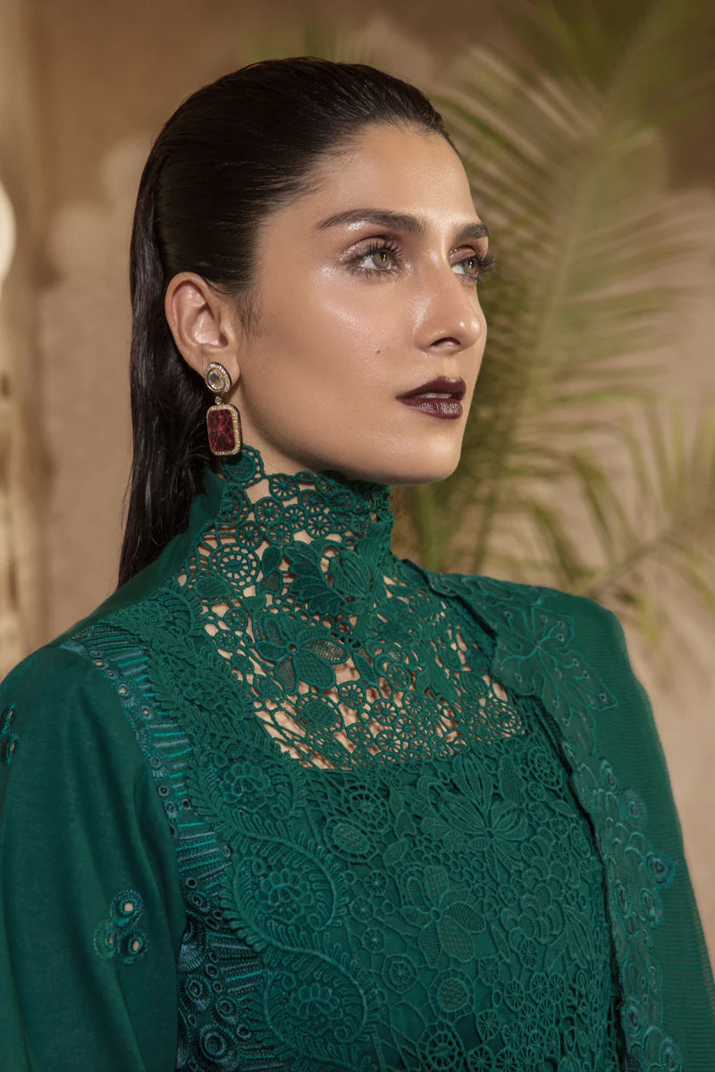 Rang Rasiya Premium Unstitched 3 Piece Embroidered Lawn Suit D-06 EMERALD - Luxury Summer Collection D & M COLLECTION AND NIZAMI JEWELRY