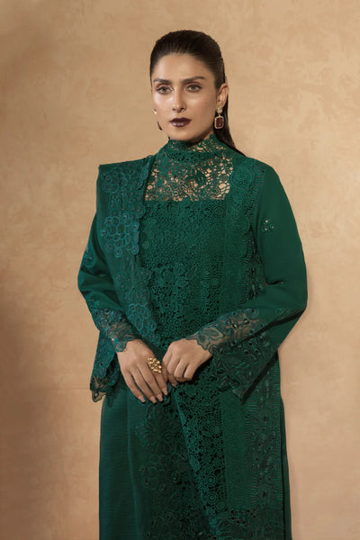 Rang Rasiya Premium Unstitched 3 Piece Embroidered Lawn Suit D-06 EMERALD - Luxury Summer Collection D & M COLLECTION AND NIZAMI JEWELRY