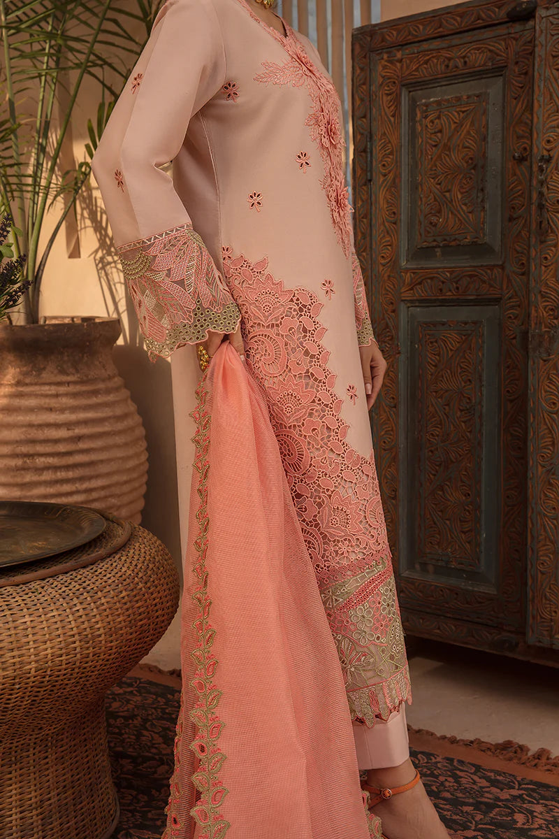 Rang Rasiya Premium Unstitched 3 Piece Embroidered Lawn Suit D-07 MARGANITE - Luxury Summer Collection D & M COLLECTION AND NIZAMI JEWELRY